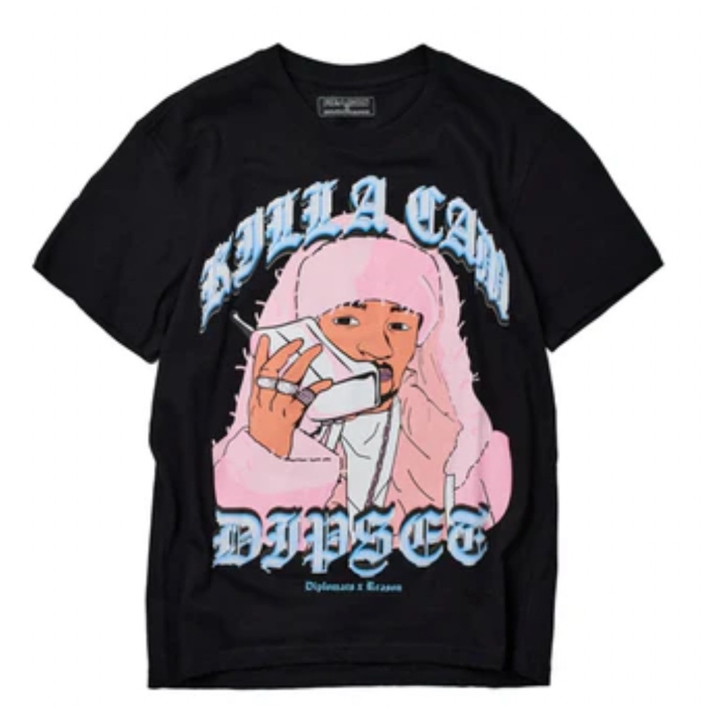 “Killa Cam Dipset” Black Graphic T-Shirt with Pink and Blue Design- Size XXL